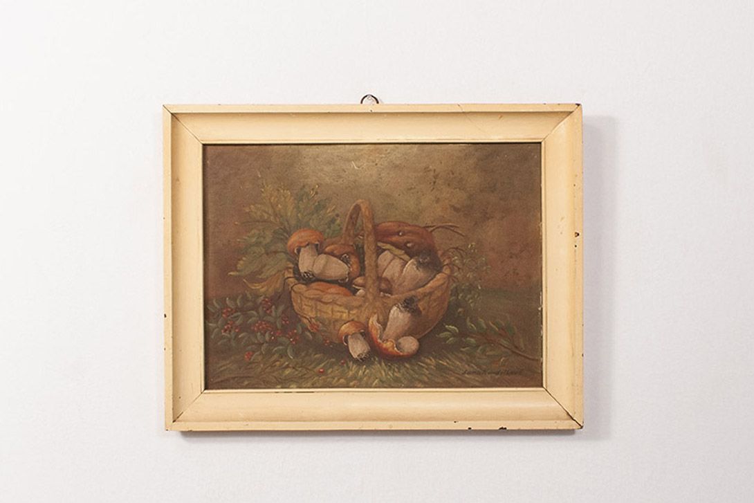 Foto Oil Painting Still Life Mushrooms Basket h49x63 28C7