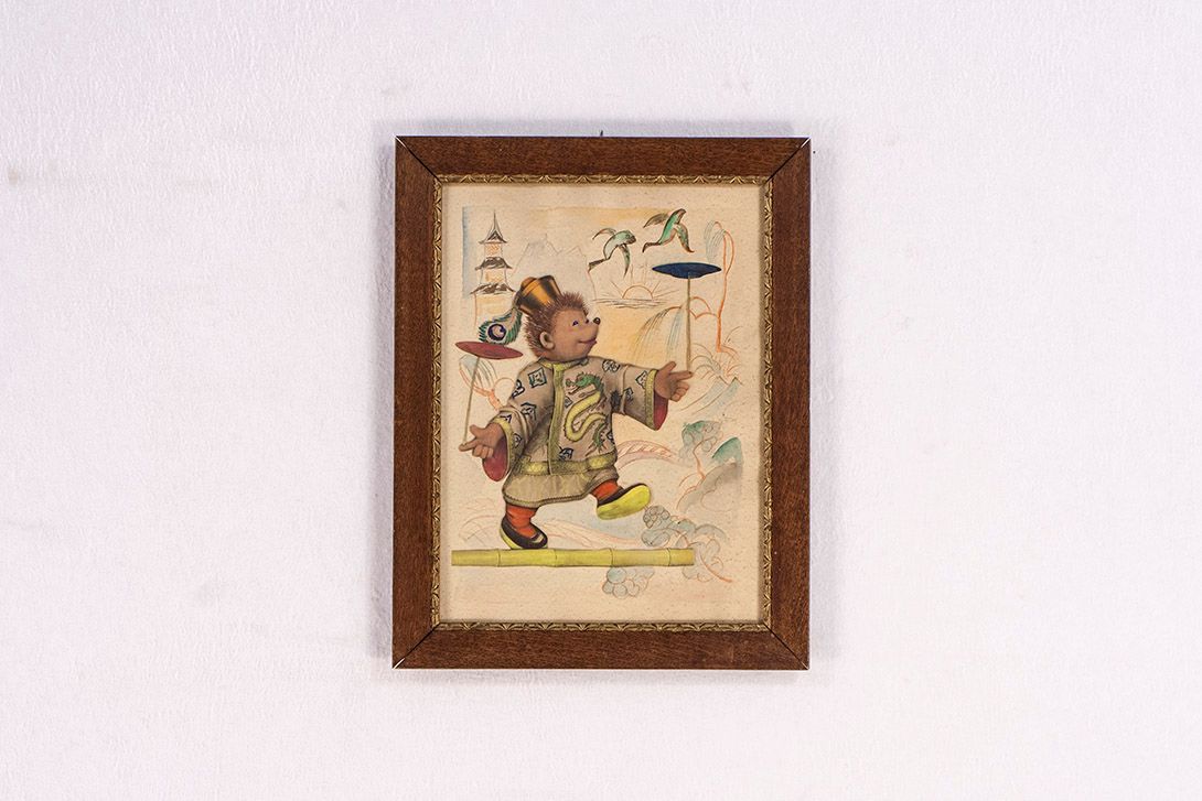 Foto Painting of Hedgehog Mecki in Japan 1929 h55x43 cm 13C6