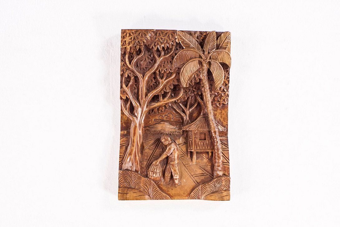 Foto Carved Relief Tropical Rice Farmer h50x23cm 17A4