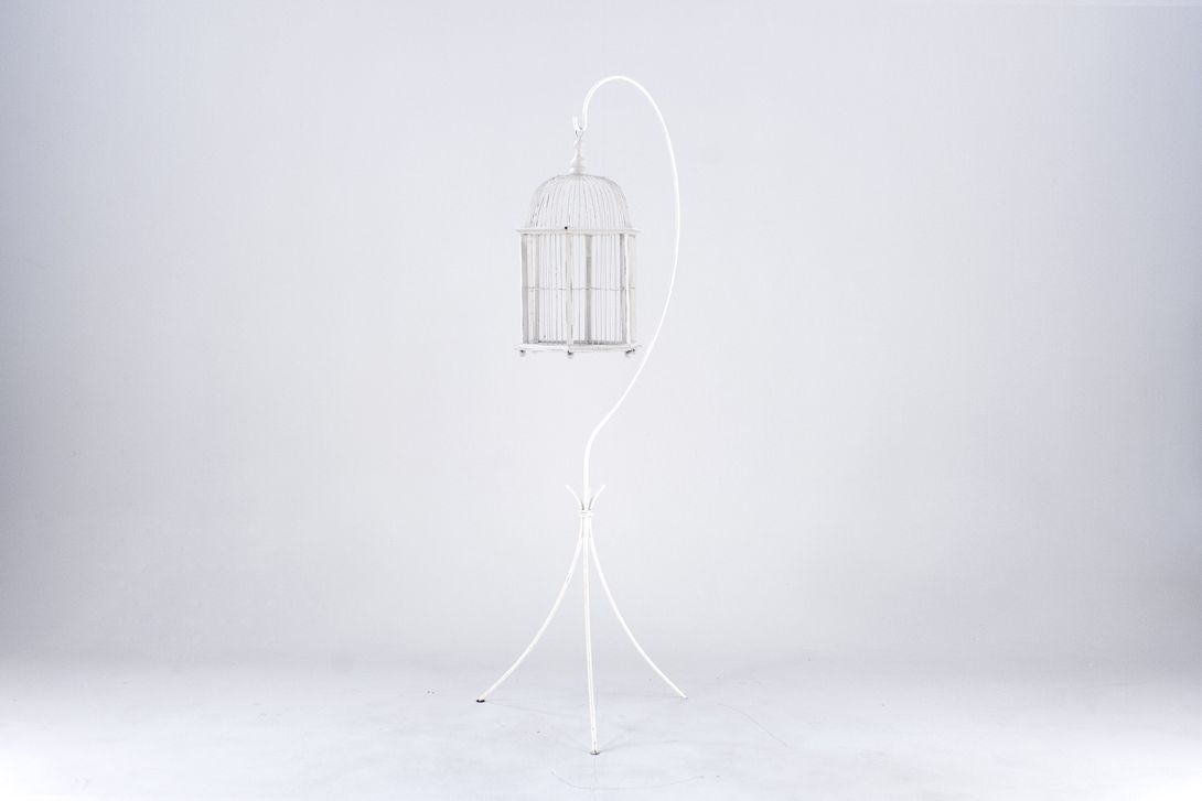 Foto White Hanging Birdcage with Stand h170x50x55
