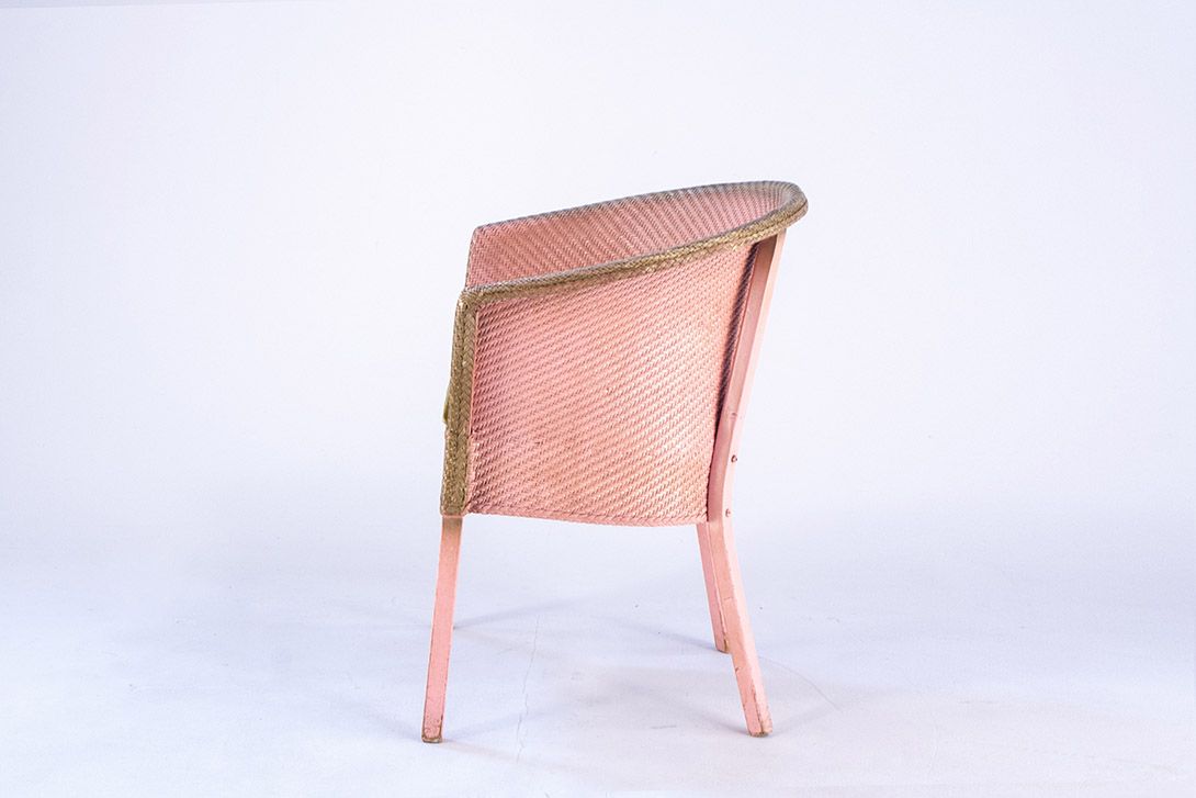 Foto Pink Tub Chair with Velvet Seat by Lloyd Loom 1932