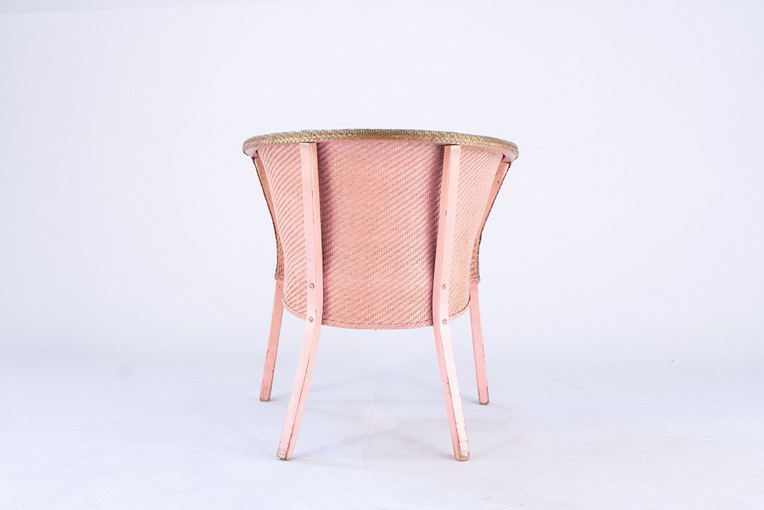 Foto Pink Tub Chair with Velvet Seat by Lloyd Loom 1932