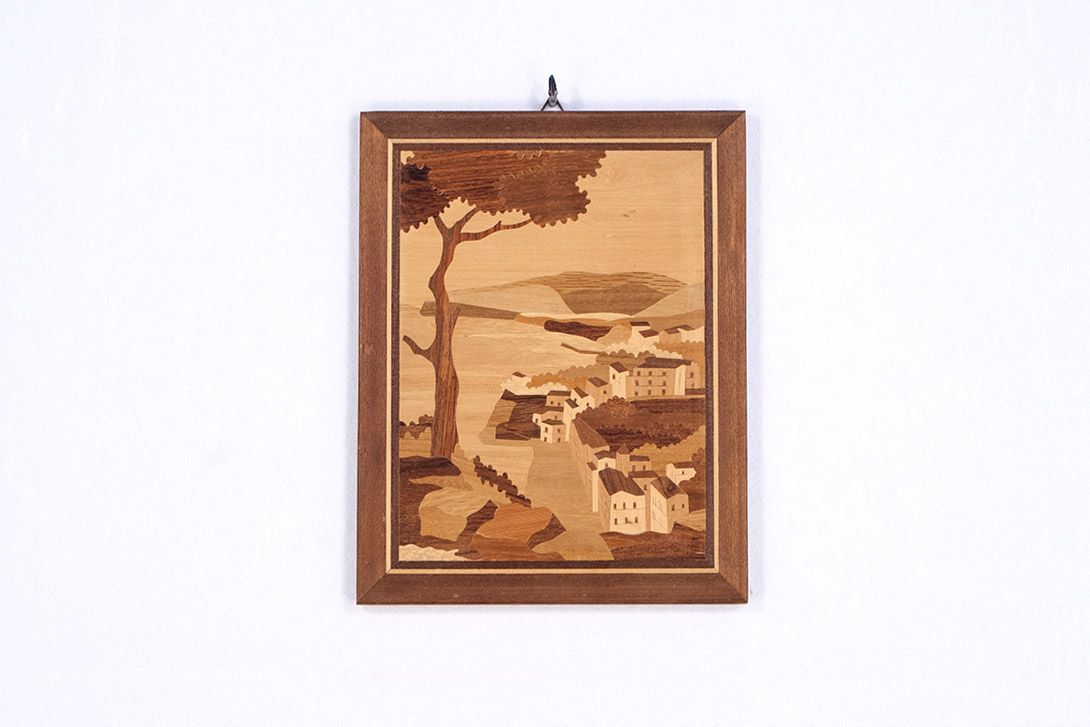 Foto Inlaid Wood Picture Fisher Town Toscana H28x22cm 17A3