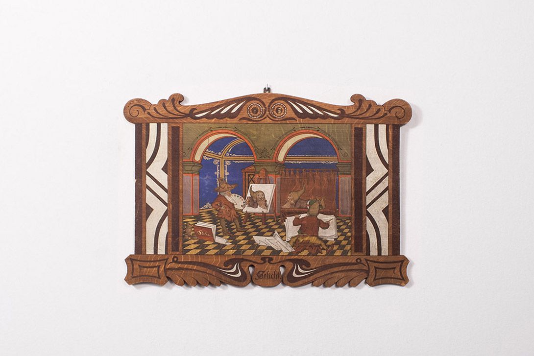 Foto Wooden Fairy-Tail Painting with Dwarfs h44x54 12B4