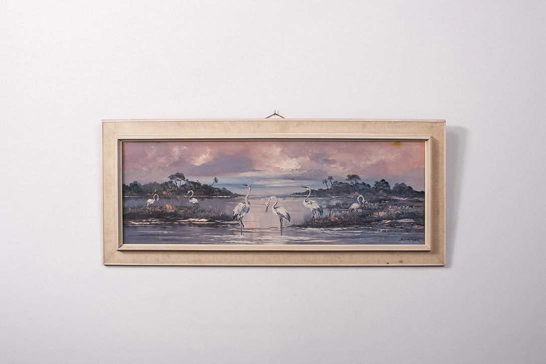 Foto Print of Painting of a Landscape with Cranes 1955 h48x113 13C7