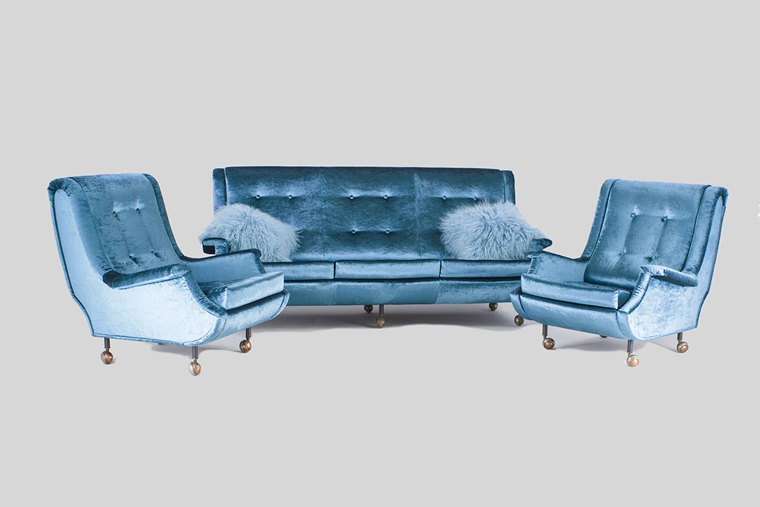 Foto Blue Velvet Zanuso Armchair Italy 1962