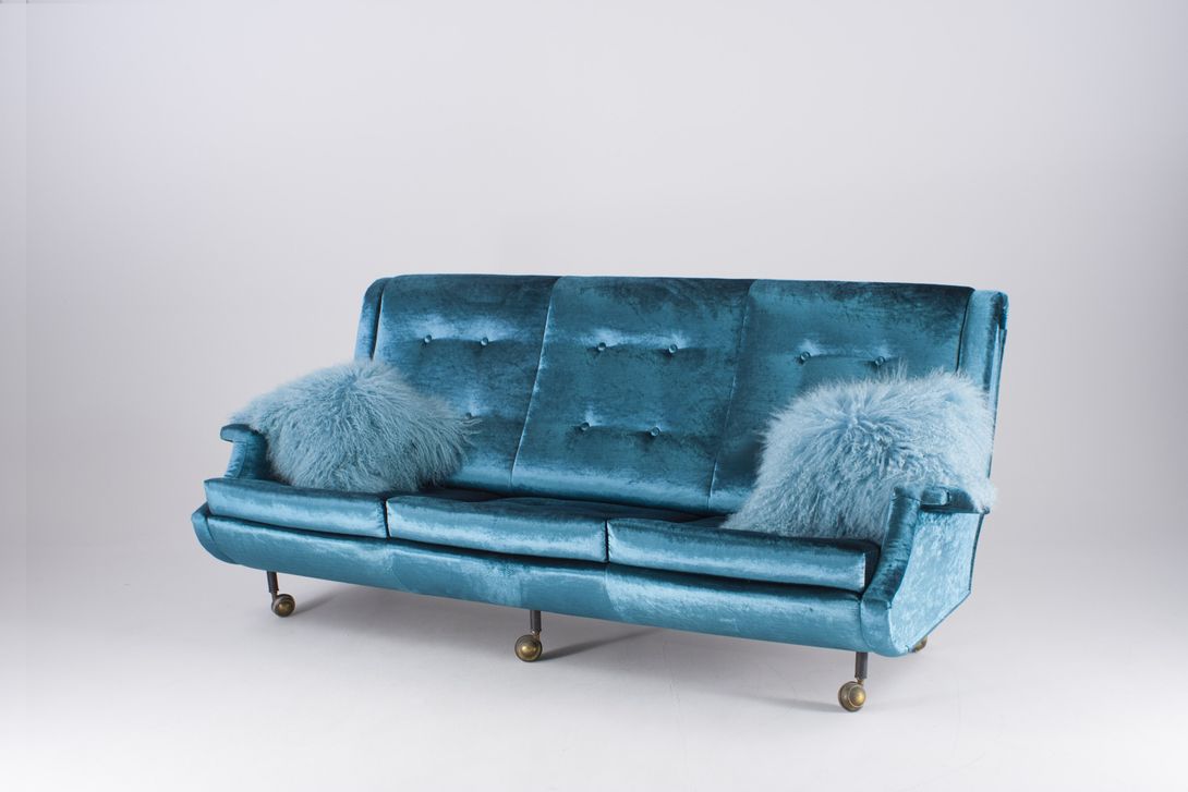 Foto Blue Velvet Zanuso Sofa Italy 1962
