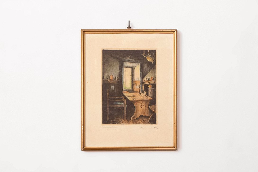 Foto Drawing of an Old Kitchen h28x22 16B4
