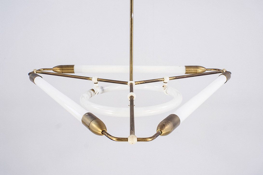 Foto Industrial Art Deco Neon Chandelier Berlin 1931 h80