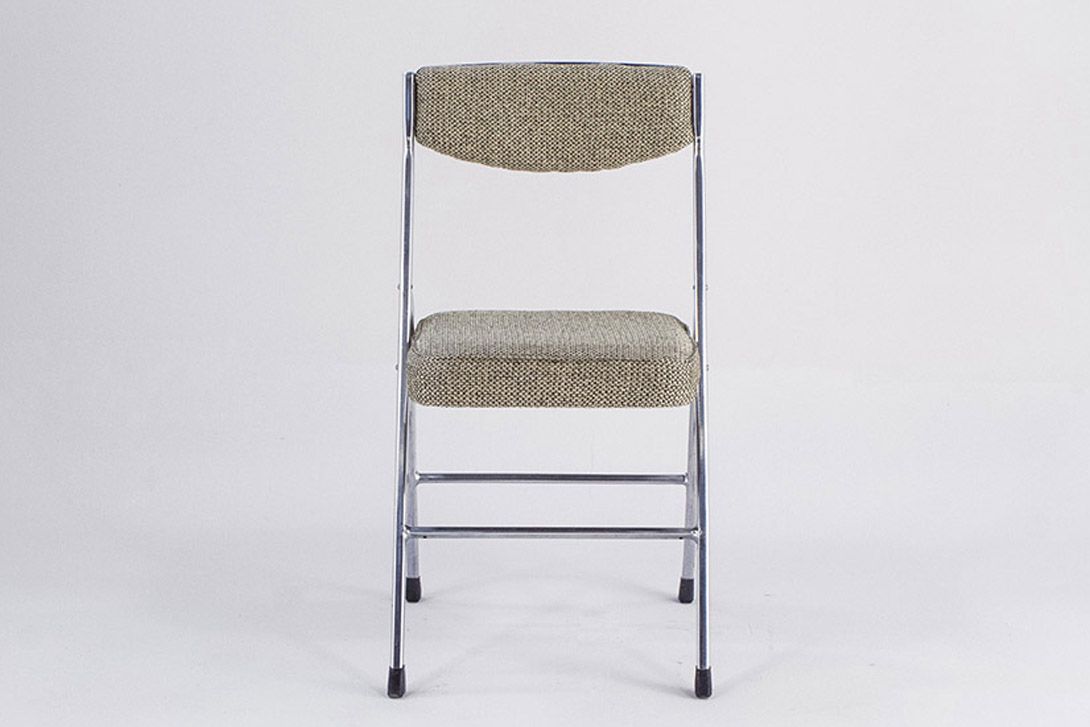 Foto Chrome Tubular Folding Chair with Linden Green-Grey Upholstery