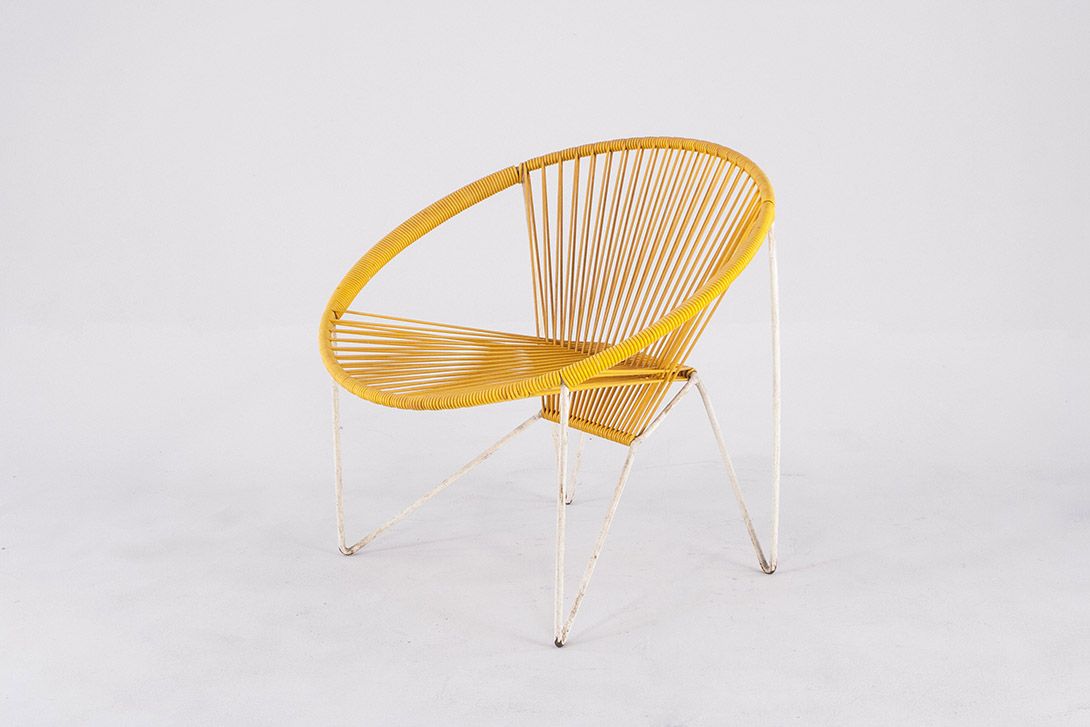 Foto Rubber Cord Garden Chair 1969 Yellow