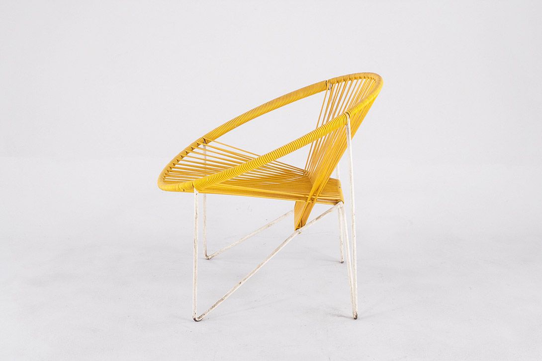 Foto Rubber Cord Garden Chair 1969 Yellow