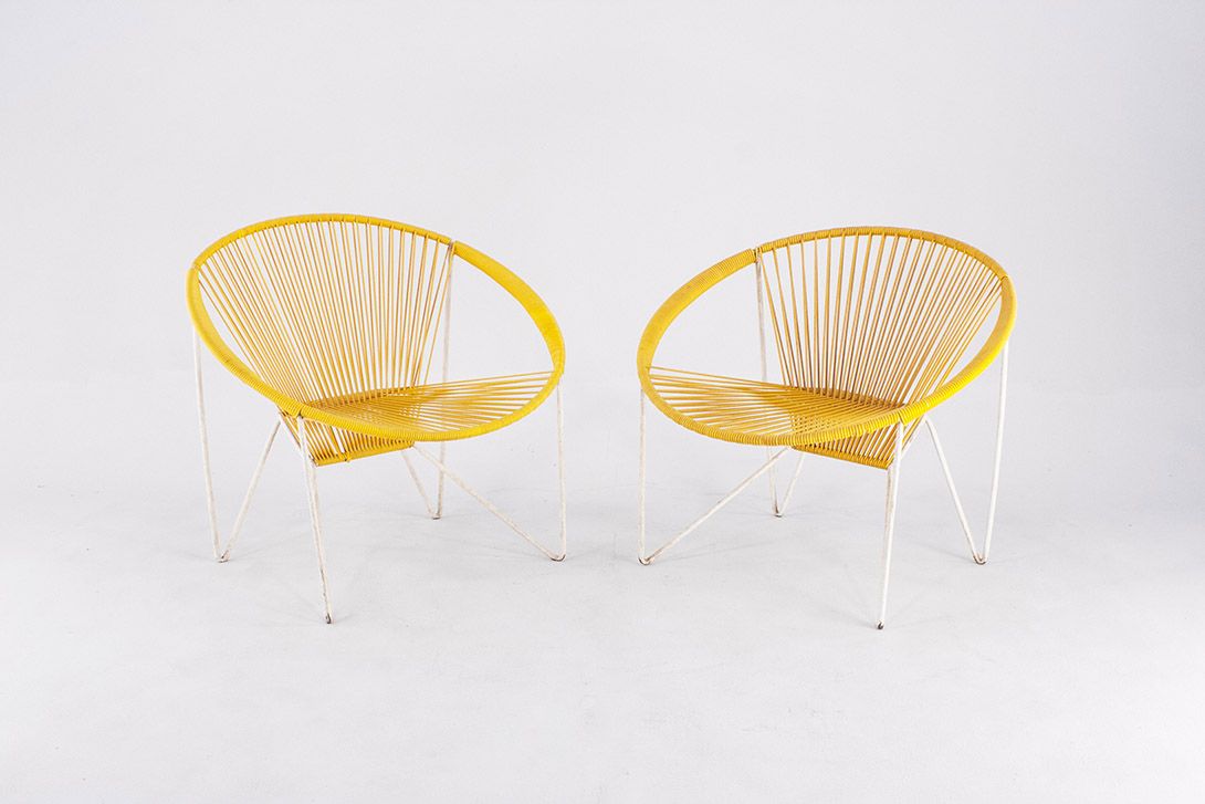 Foto Rubber Cord Garden Chair 1969 Yellow