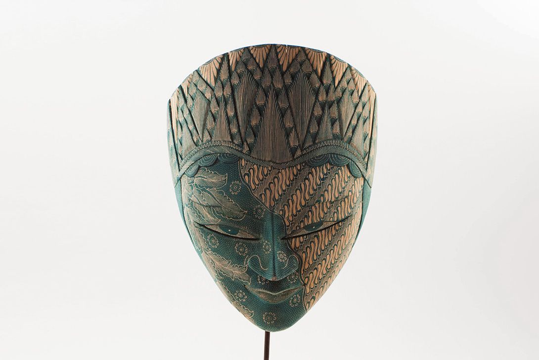 Foto Green Carved Mask h30x20x11