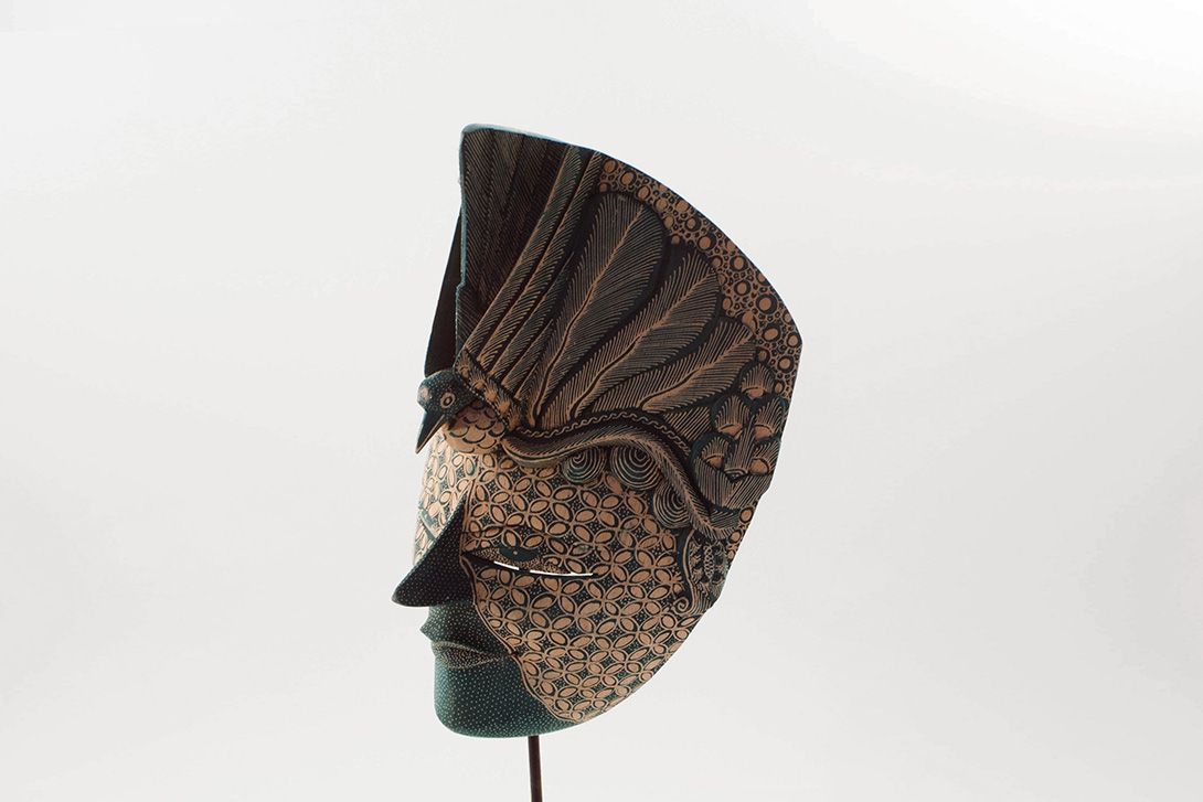 Foto Green Carved Mask h30x20x15
