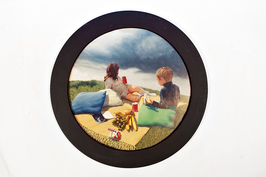 Foto Round Oil Painting of a Picnic ø100cm 31C8