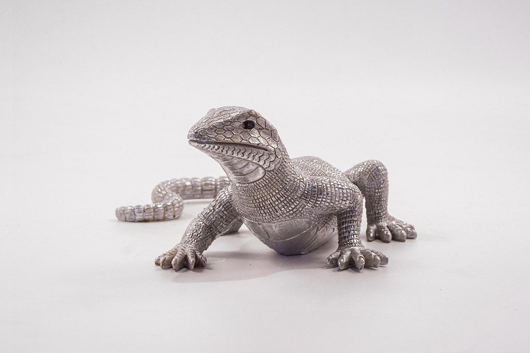 Foto Silver Ceramic Lizard h10x38x27