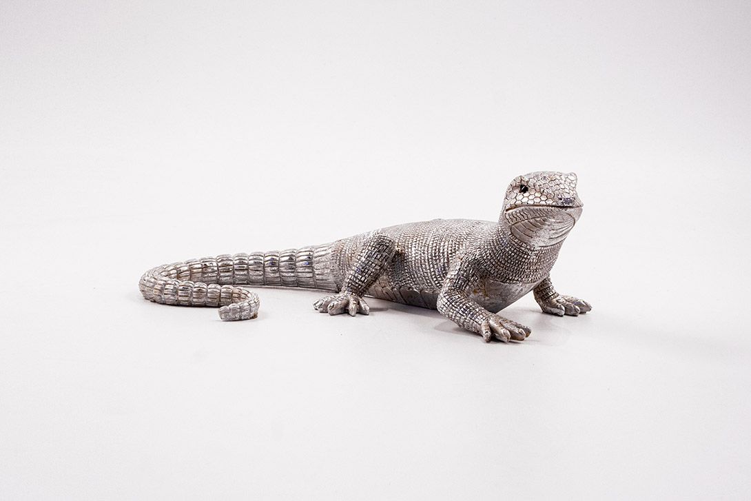 Foto Silver Ceramic Lizard h10x38x27