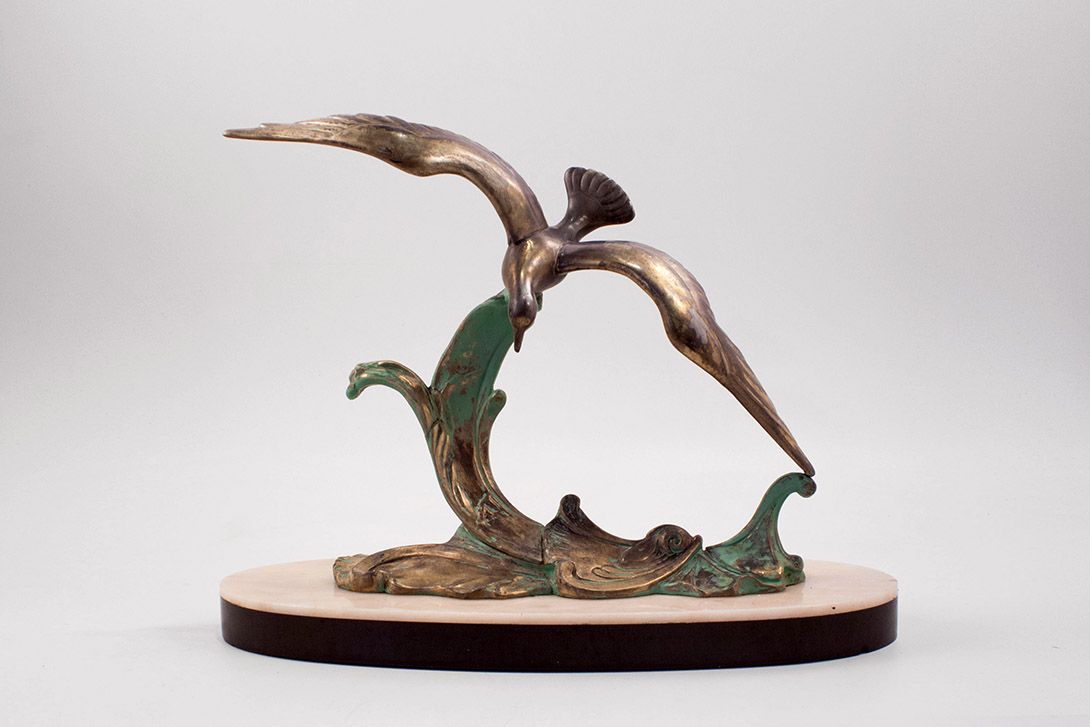Foto Dove Sculpture on Marble Stand h38x50x20 Rhineland 1900