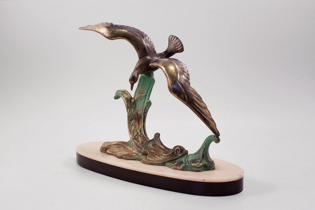Foto Dove Sculpture on Marble Stand h38x50x20 Rhineland 1900