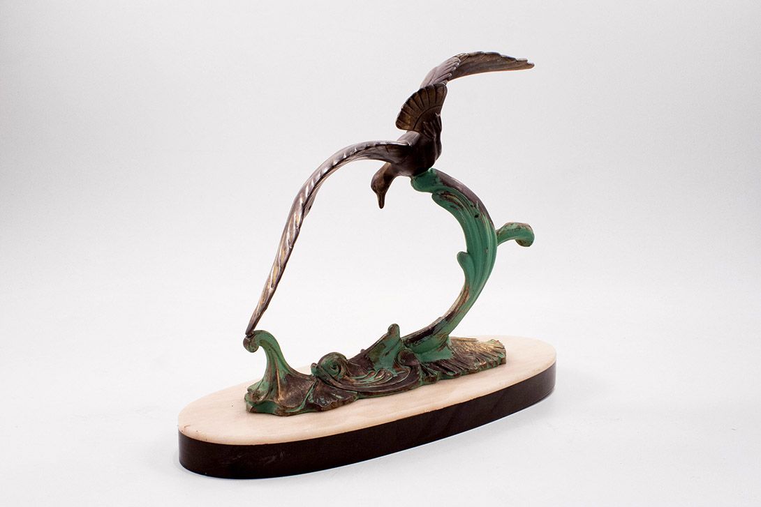 Foto Dove Sculpture on Marble Stand h38x50x20 Rhineland 1900