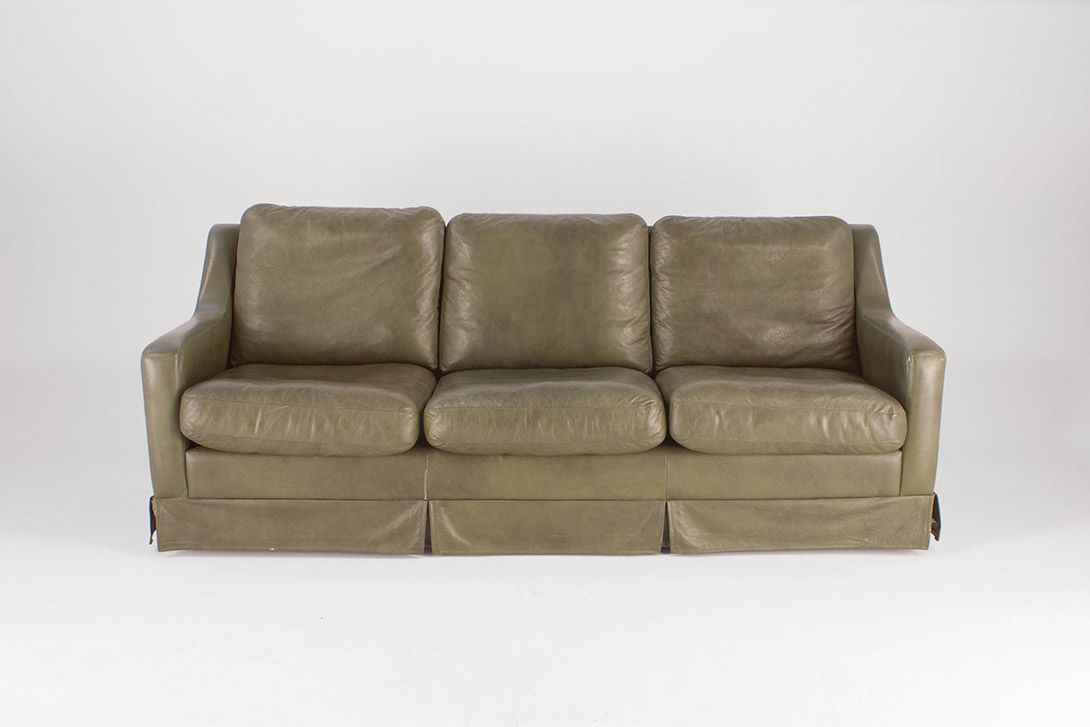 Foto Green Leather Sofa