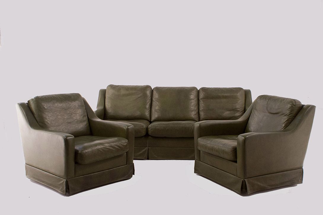 Foto Green Leather Sofa