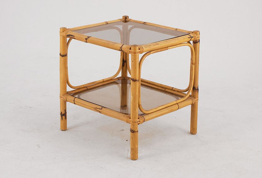 Foto Bamboo Coffee Table with Smoked Glass h52x50x45