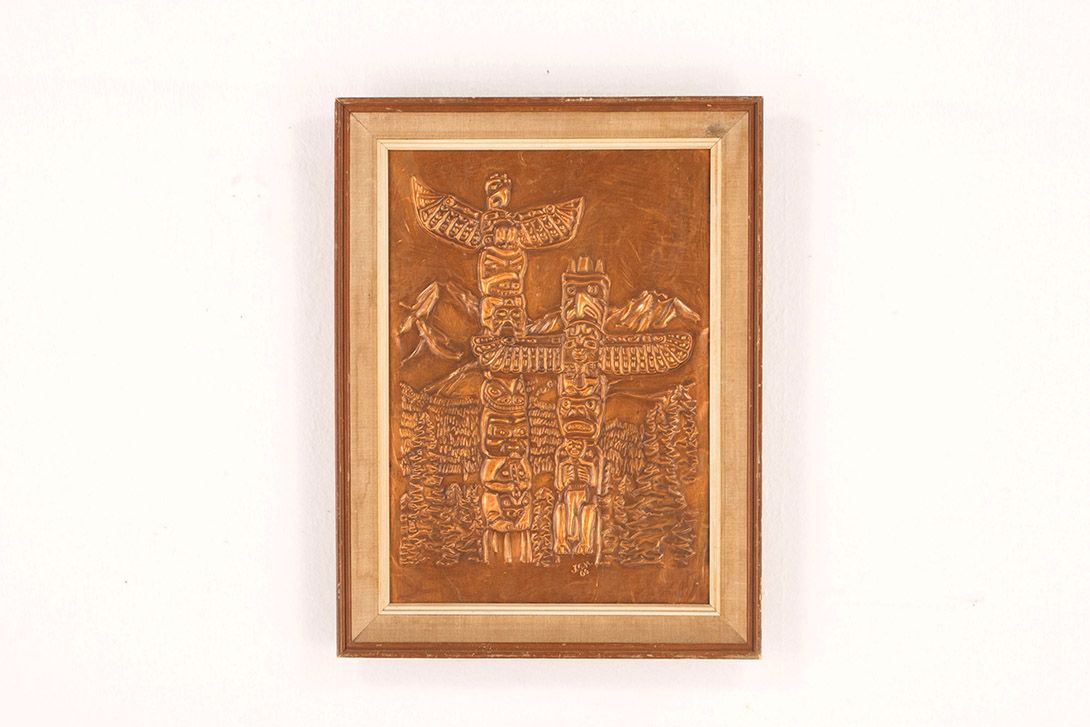 Foto Native American Totem Bronze Casting British Columbia 1966 h68x52 21E6