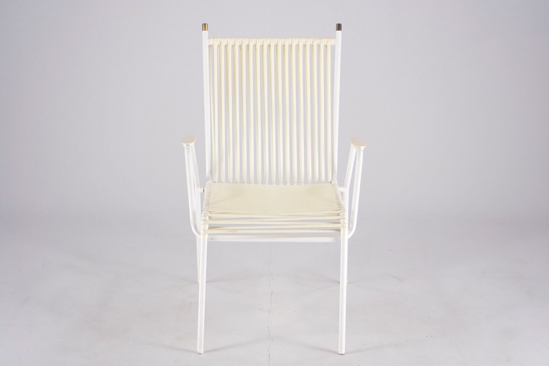 Foto White Rubber Cord Metal Garden Chair 1953