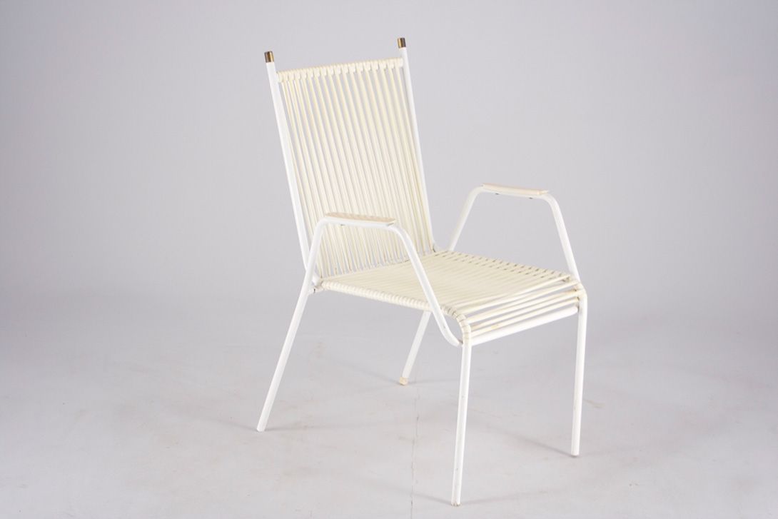 Foto White Rubber Cord Metal Garden Chair 1953