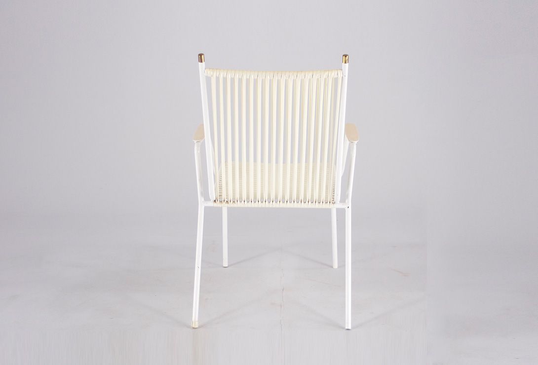 Foto White Rubber Cord Metal Garden Chair 1953
