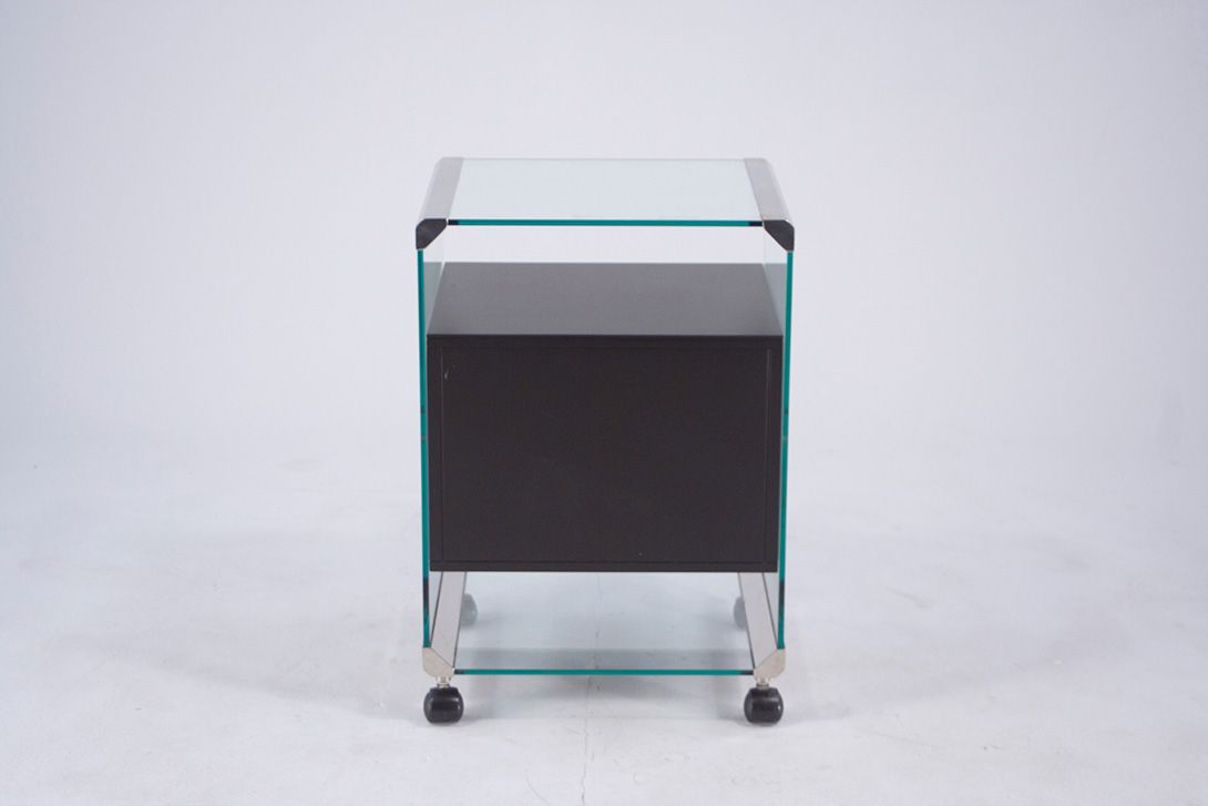 Foto Gallotti and Radice Glass and Chrome Side Desk Drawer h66x45x40