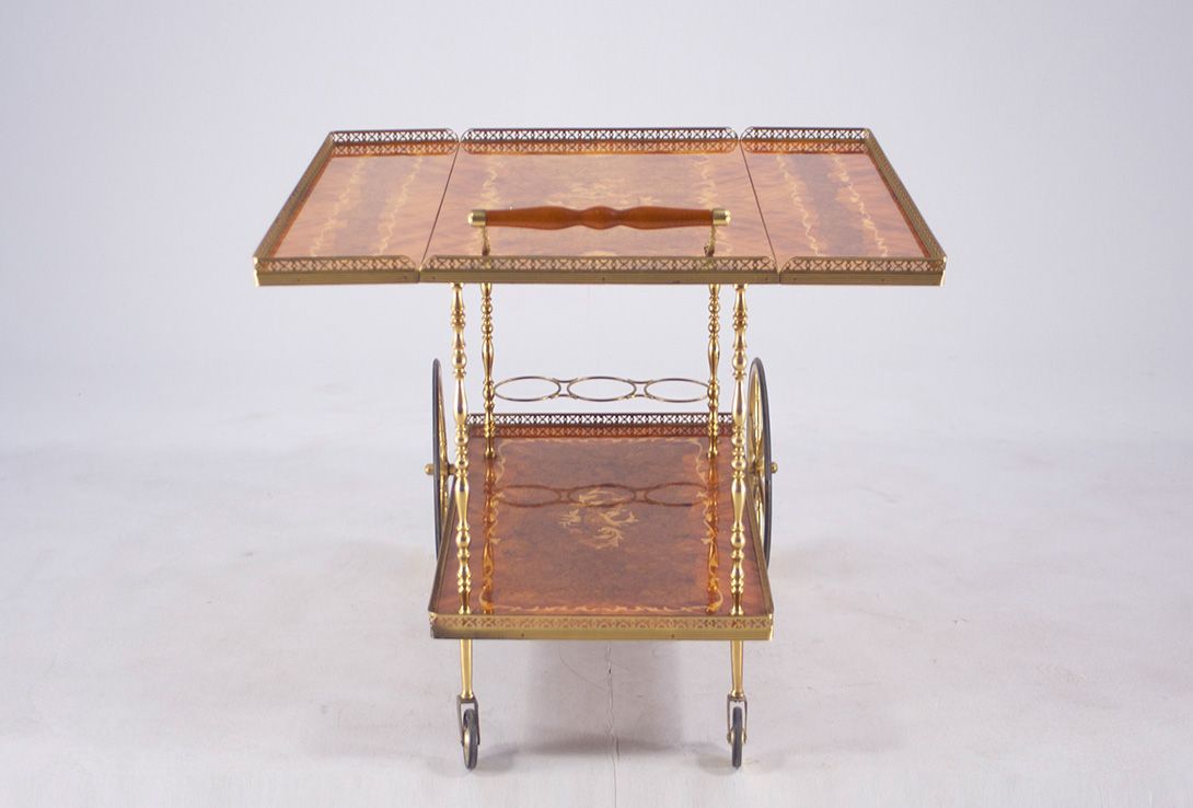 Foto Aldo Tura Creme Brulee Glossy Serving Cart with Brass h64x41x80