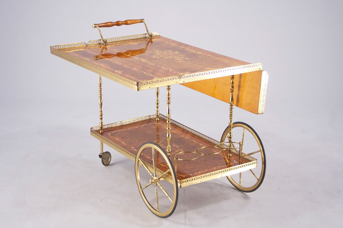 Foto Aldo Tura Creme Brulee Glossy Serving Cart with Brass h64x41x80