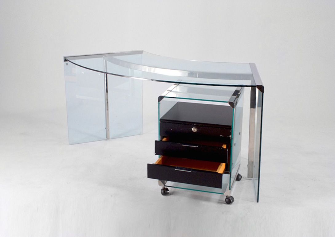 Foto Gallotti and Radice Glass and Chrome Desk h75x167x63