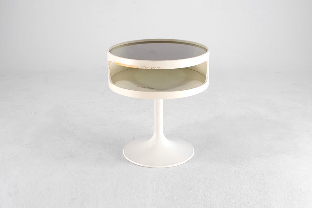 Foto White Glass Tray Side Table h50x45