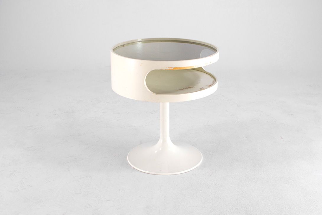 Foto White Glass Tray Side Table h50x45