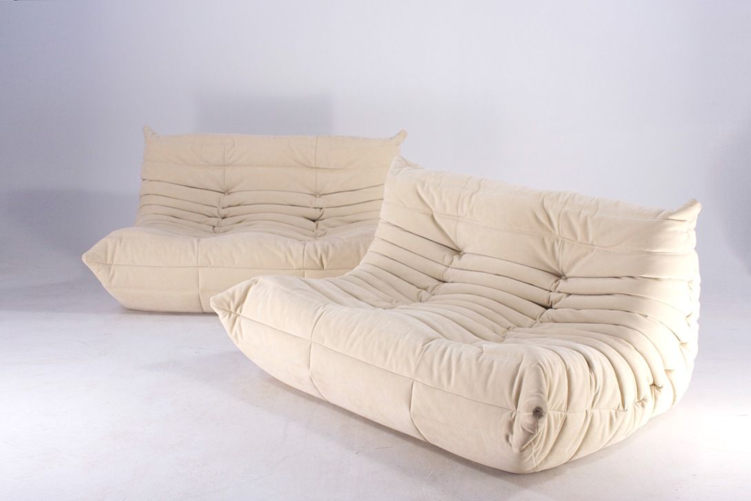 Foto Beige Suede Ligne Roset Sofa Togo