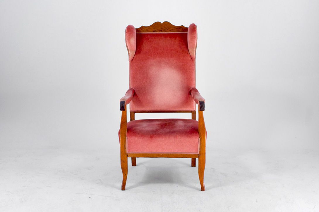 Foto Deep Coral Velvety Armchair