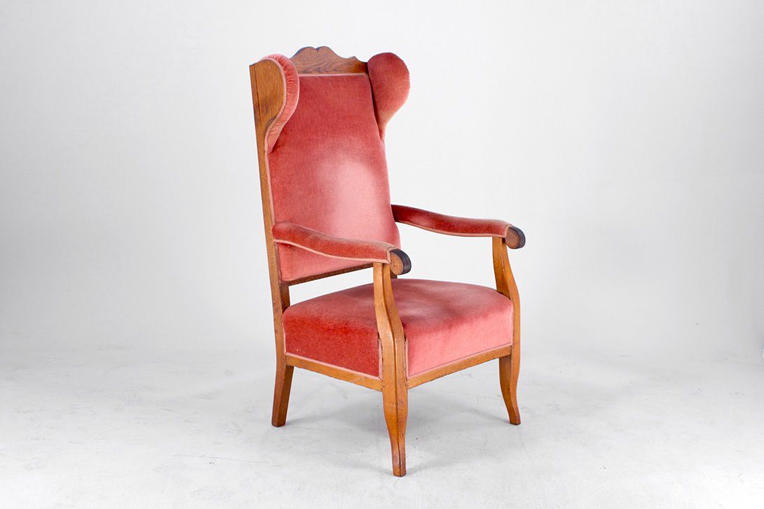 Foto Deep Coral Velvety Armchair