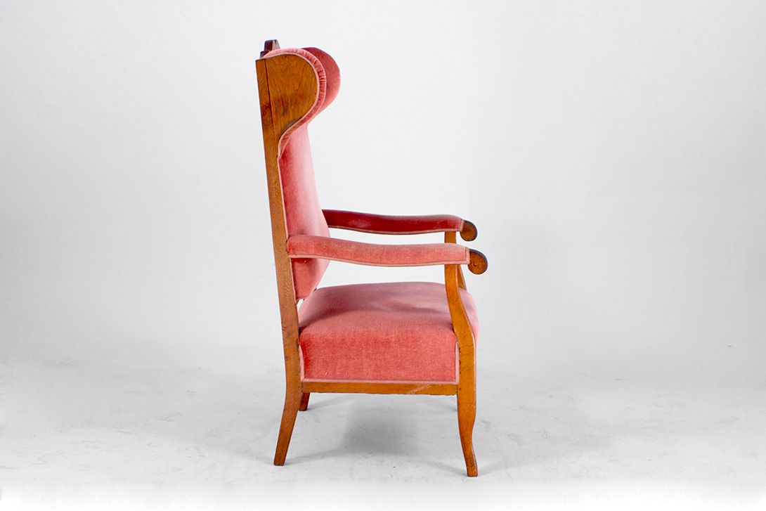 Foto Deep Coral Velvety Armchair