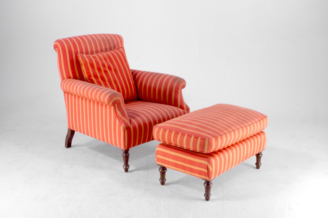 Foto Old Striped Warm Toned Armchair h87x80x90
