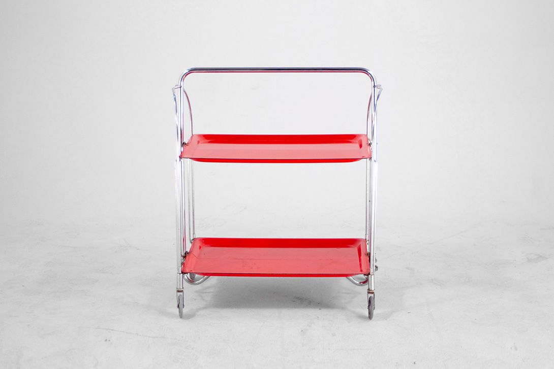 Foto Red Foldable Serving Cart h79x68x41
