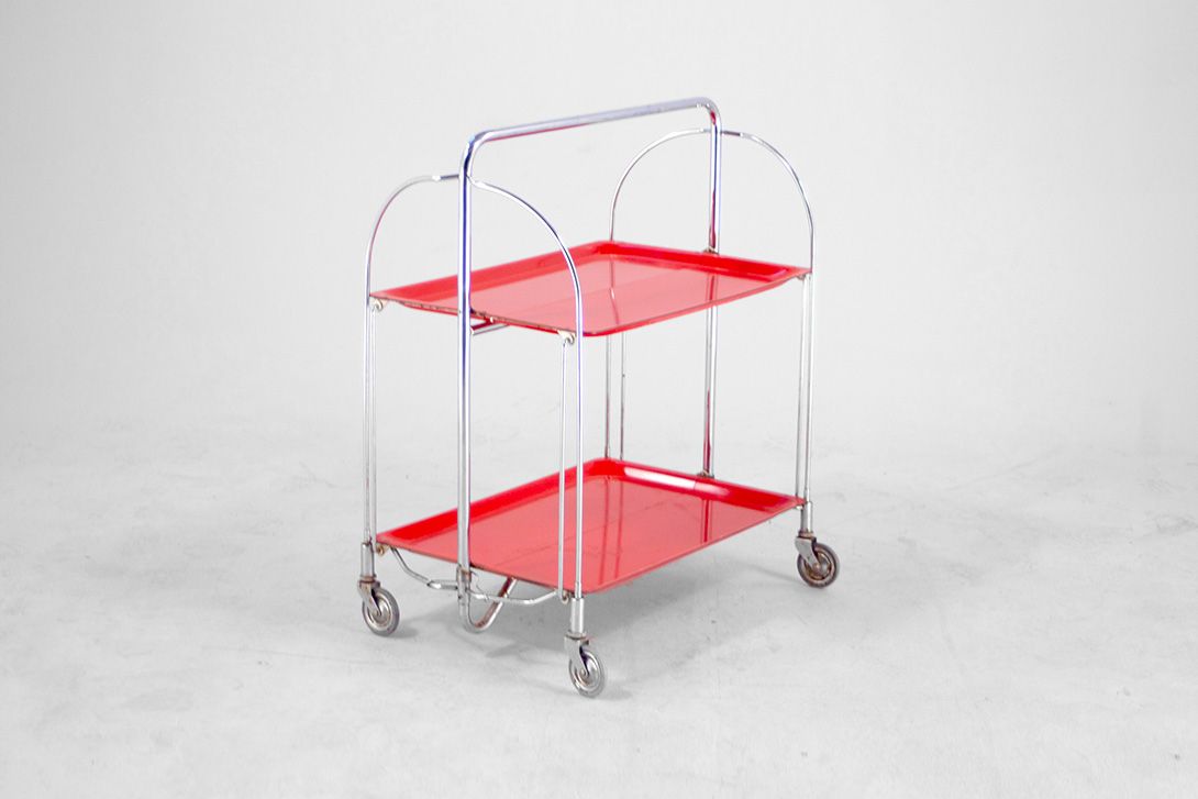Foto Red Foldable Serving Cart h79x68x41