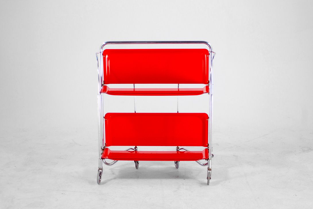 Foto Red Foldable Serving Cart h79x68x41