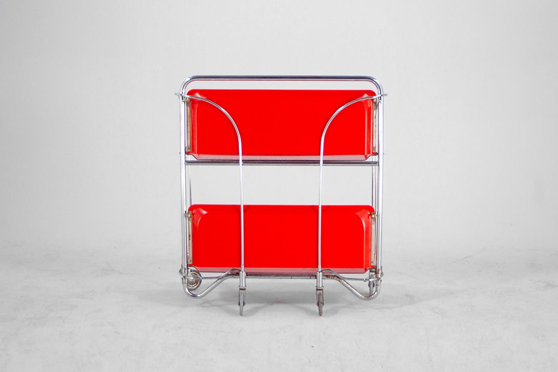 Foto Red Foldable Serving Cart h79x68x41
