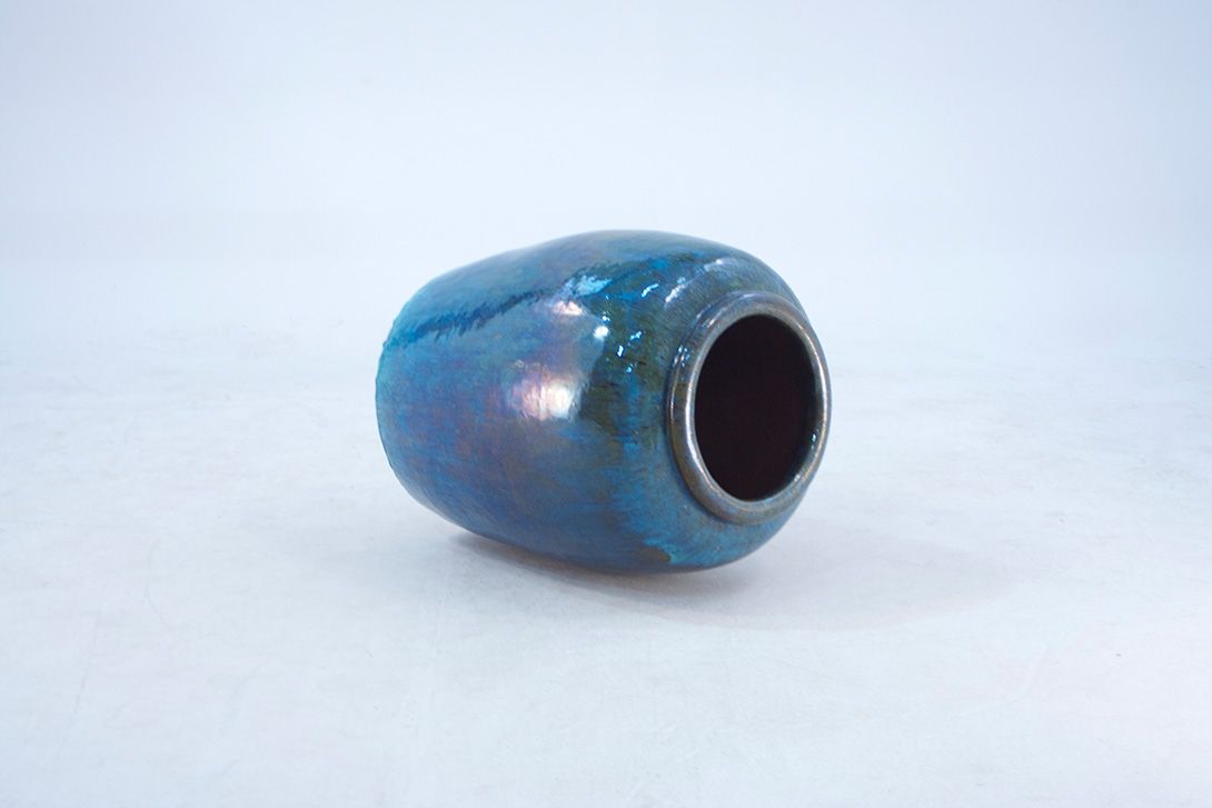 Foto Huge Marine Blue Floor Vase France 1960 h58 B7
