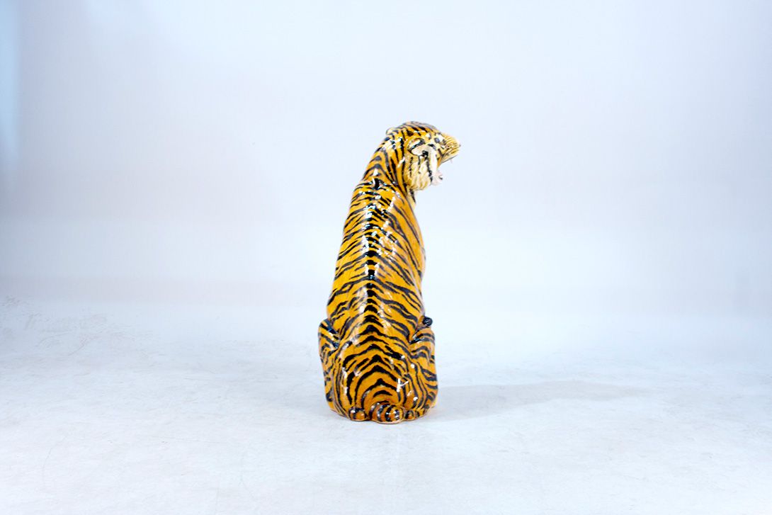 Foto Tiger Roaring Porcelain Sculpture Hollywood Regency h95x47x40