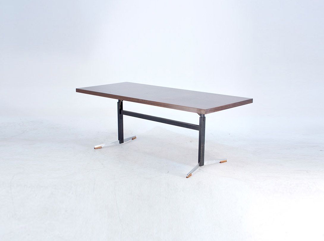 Foto Adjustable Height Wooden Coffee Table Germany 1959 h53x160x70